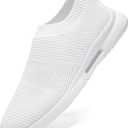 Mens Running Shoes Women Slip On Tennis Walking Sneakers Athletic Breathable Non Slip Gym Casual Lightweight Workout Sport Unisex Shoe (8 Women/6.5 Men, 77 White)