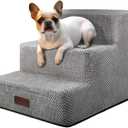 Aodisman Dog Stairs for Small Dogs, 3Step NonSlip Pet Stairs for Couch Sofa and Chair, Dog Bed Stairs for Puppy, Older Cat,Grey,13.6" H