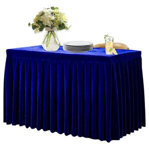 Dimatic Fitted Tablecloth Royal Blue Table Skirts for Rectangle Tables Wrinkle Resistant Velvet Table Cover for Weddings, Banquets, Parties (55x24 in)