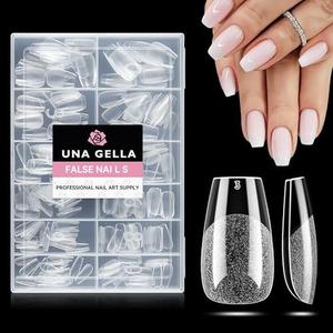 UNA GELLA Short Coffin Nail Tips: 216pcs Short Coffin Press on Nails Pre-shape Gel Nail Tips for Full Cover Acrylic Nails False Nails For Nail Extension Home DIY Salon 12 Sizes Pack Of 2 Gelly Tips