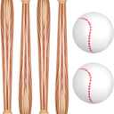 Lewtemi Set of 6 Beach Baseball Ball Inflatable Bat Include 2 Pcs 11 Inch Beach Baseball and 4 Pcs Inflates Bat Pool for Fun Birthday Party(Brown,11.02inch)