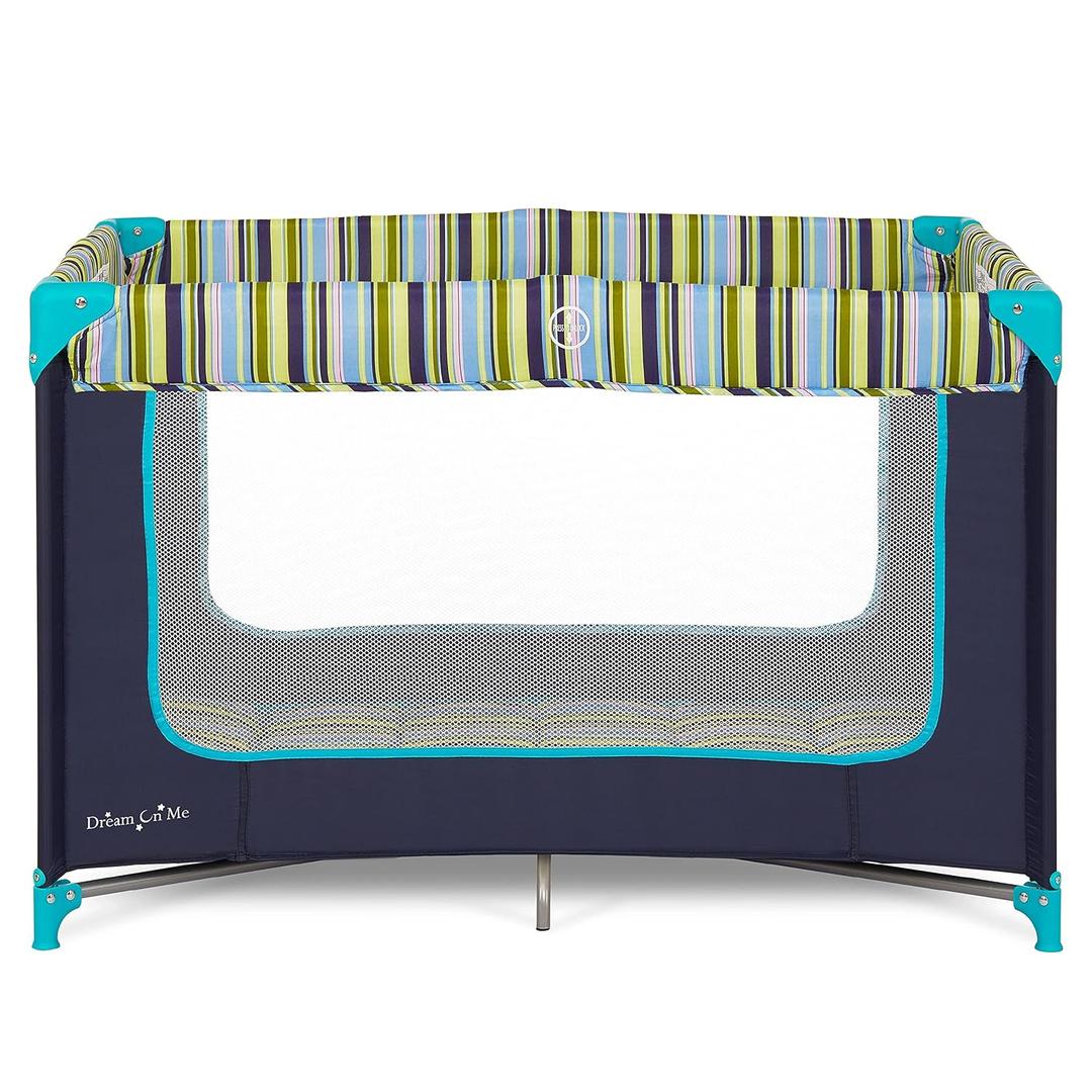 Dream On Me Zodiak Baby Playard, Breathable Mesh Sides, Soft Comfortable Mattress, Quick & Easy to Fold with Travel Carry Bag, Compact Space Saving Design - Navy