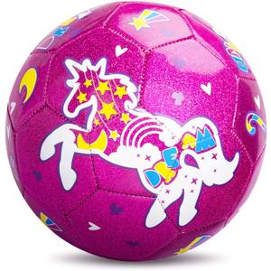 ZOOJOY Size 3 Soccer Ball Girls, Kids Pink Unicorn Soccer Ball, Gift for Toddlers with Pump, Outdoor/Indoor Play Toys for Baby Girls Boys Ages 2 3 4 5 6 7 8