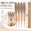Wavwavw 4 Stem 4ft Artificial Pampas Grass Tall Reed Grass Decor,Gold Grey