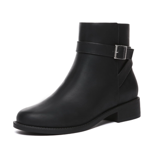 Athlefit Women's Ankle Boots Chunky Low Heel Fashion Round Toe Side Zipper Buckle Booties, 11