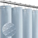 Gibelle Fog Blue Shower Curtain, Waffle Weave Textured Fabric Shower Curtain for Bathroom - Soft Cloth & Hotel Spa Luxury, Water Repellent, Machine Washable, 70" x 84"