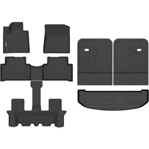 Binmotor-All Weather Floor Mats Cargo Liner Custom Set for Kia Sorento 2021-2025 2026 6/7 Passenger(Not for Hybrid), Heavy Duty TPE Car Floor Liners for Sorento Accessories