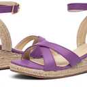 getmorebeauty Women's Espadrilles Wedge Sandals Crisscross Elastic Open Toe Buckle Ankle Strap High Heels Platform Dressy Shoes (Purple, US8)
