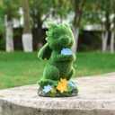Solar Dragon Statue Garden Decor Green Flocked Resin Figurine with LED Flower Lights, Outdoor Waterproof Lawn Ornament for Patio Lawn Yard Pathway Tree Cute Animal Lover Gift