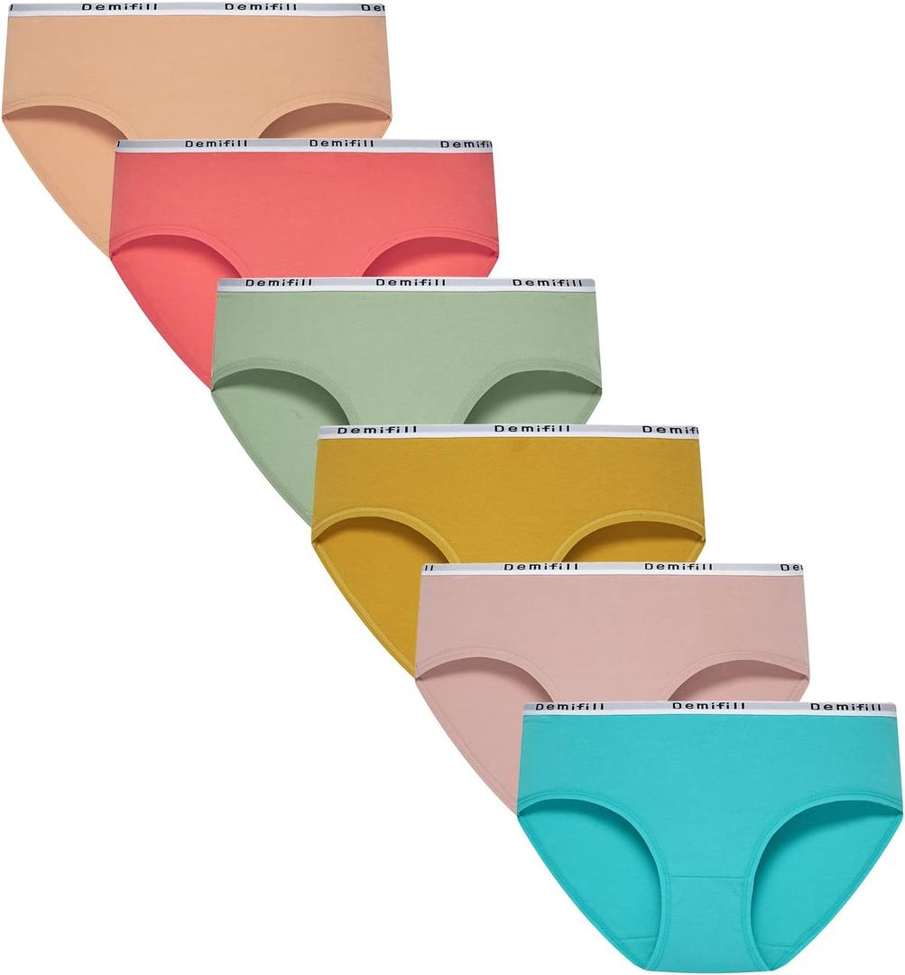 Demifill Teen Girls Underwear Cotton Briefs Soft Panties for Teens Pack of 6 Multipack (14-16 Years, Color004)