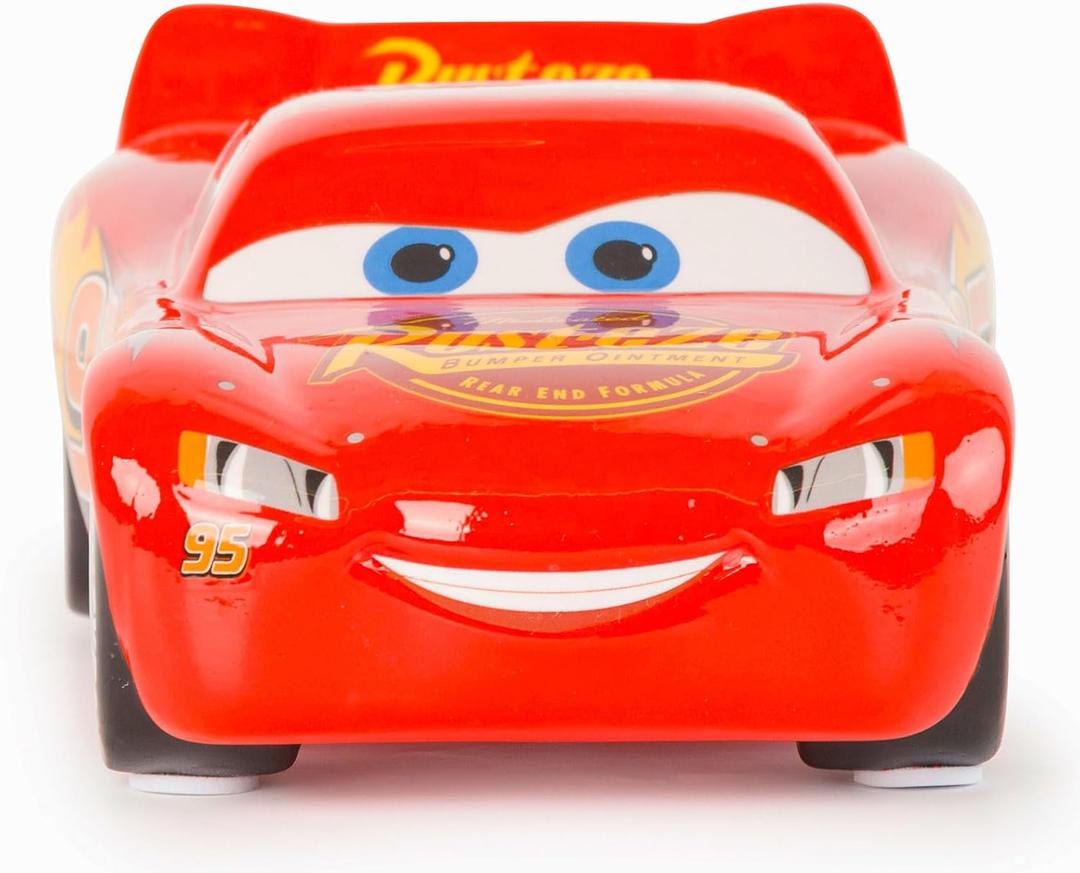 Jay Franco Disney Pixar Cars Lighting McQueen Ceramic Piggy Bank - Kids Room Decor & Racecar Coin Bank - Children's Learning Resource, 4 inches x 8.5 inches x 3 inches