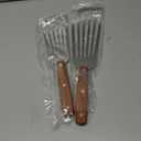 2 Pack Fish Spatula Turner, Stainless Steel Slotted Spatulas for Flipping, Turning, Frying & Grilling, 3"x6"+4"x8" Metal Slotted Spatulas, Wooden Full Tang Handle & Curved Blade