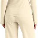 BWQ Sexy 2 Piece Outfits for Women Long Sleeve Wide Leg Pants Casual Lounge Matching Sets (Beige, XL)