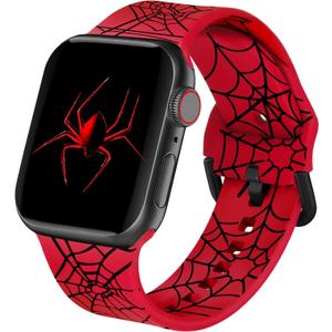 ACESTAR Double Sided Band Compatible with Apple Watch Band 38mm 40mm 41mm/42mm(Series 10), Spider Web Cartoon Soft Silicone Replacement for iWatch Series 10 9 8 7 6 5 4 3 2 1 SE