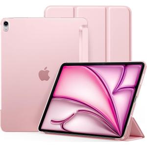 for iPad Air 13 Inch Case M4/M3/M2 (2026/2025/2024), Slim Stand Smart Cover with Translucent Hard Back for iPad Air 13 Case, Support Touch ID, Auto Wake/Sleep Pink
