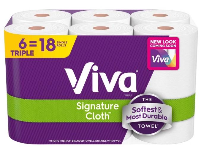 Viva Signature Cloth Paper Towels, Double Rolls, 6 Count Equals 18 Single Rolls, Soft and Durable