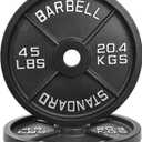 Fitvids Olympic Cast Iron 2-Inch Weight Plate for Strength Training & Weightlifting, Multiple Weights Available, 45LB (Pair)