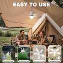 21 Solar Ceiling Fan Light, Solar Outdoor Ceiling Fan Light with Remote and Hook, Portable Wireless Rechargeable Outdoor Hanging Fans for Camping RVs Patio Canopy Chicken Coop Outside