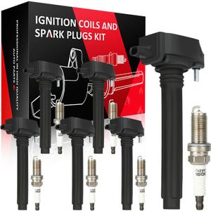 SCITOO Ignition Coil Coils Pack Iridium Spark Plugs fit for Dodge for Durango Journey for Grand Caravan UF648 set of 6 Ignition Coil Coils Pack Iridium Spark Plugs