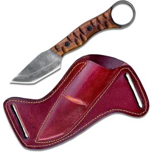 Hunting Fixed Blade Knives with Leather Sheath, Handmade Steel Skinner Knife, Bushcraft Knive for men, Full Tang Steel Blade Cowboy Skinning knive, Rosewood Handle