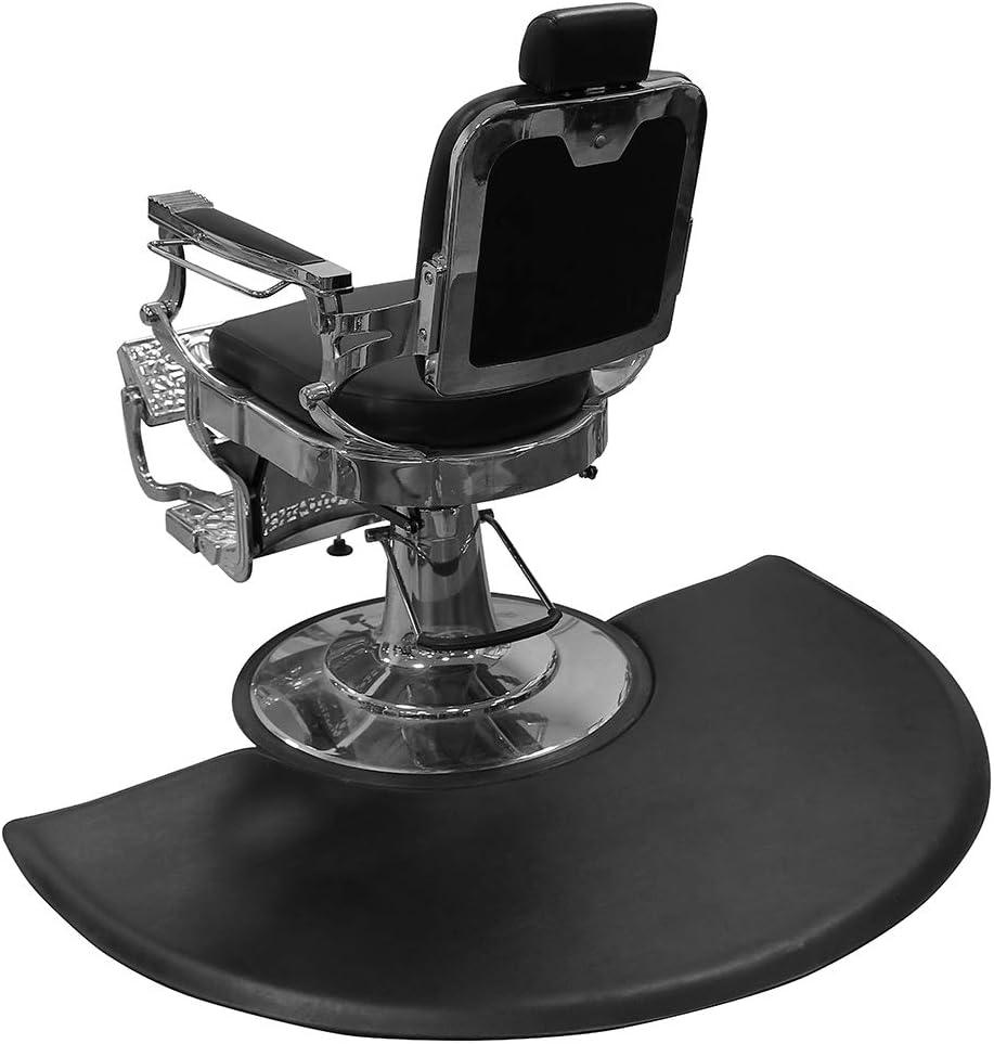 Antlu 1 Inch Thick Barber Cutting Chair Salon Floor Mats for Beauty Hair Stylist Station Anti Fatigue (Black, 5 Ft 3 Ft Ellipse)