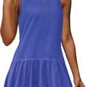 Nirovien Womens Tennis Dress Workout Athletic Dresses with Shorts Bubble Golf Outfits with Pockets Activewear (Blue, XS)