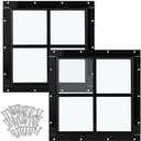 Tandefio 2 Pack 12'' x 12'' Black Flush Mount Shed Window with Tempered Glass Household Windows with Screws for Chicken Coop Sheds Barns Playhouse