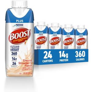 BOOST Plus Ready to Drink Nutritional Drink, Creamy Strawberry, 24 Pack (EXP 05/17/27)