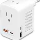 SARQW 220V to 110V Voltage Conversion Plug Adapter for Traveling from USA to Europe with 2 USB and 2 USBC Ports PD 20 W, 2 AC Outlets International Power Adapter