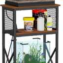 Snughome 10 Gallon Fish Tank Stand with Power Outlets, Aquarium Stand with Storage, 3 Tier Heavy Metal Reptile Tank Stand Fish Tank Shelf 20.47" x 11.42" x 30.91", Rustic Brown