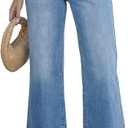 SANMM Jeans for Women High Waisted Wide Leg Flare Jean Cropped Denim Pants Stretchy with Pockets (Blue), 30"x33"