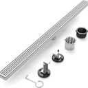Linear Shower Drain - 48 Inch Brushed Nickel, with Grate Removable