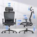 FLEXISPOT Ergonomic Office Chair High Back Mesh Swivel Computer Chair Home Office Desk Chairs with Wheels Lumbar Support Deep Black, Air Seat 23in Depth