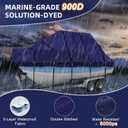900D T Top Boat Cover -Heavy Duty Waterproof Trailerable Center Console Boat Cover fits for 24-26' Long, Beam Width Up to 112", Navy