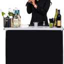 GoBar Portable Bar Table for Events - Black, 3 Skirts, or LED - Pop Up Mobile Bartending Station with Travel Carrying Case, 39"W x 36"H x 15"D