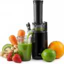 Elite Gourmet EJX600 Mini Compact Small Space-Saving Masticating Slow Juicer Cold Press Juice Extractor, Nutrient and Vitamin Dense, BPA-Free Tritan, Easy to Clean, 16 oz Juice Cup, Charcoal Grey