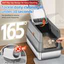 Stainless Steel Litter Box with Lid, 155° Flip Top XL Covered Enclosed Metal Cat Litter Box with Mat & Scoop, High Sided Enclosure,Anti-Leakage,Odor Free,Front & Top Dual Entry