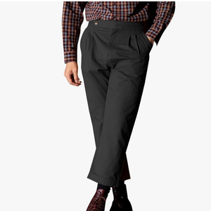Gurkha Cotton Pants Men's Italian Double Pleated Casual Pants Formal Wedding Party Wear Pant (Black, 38)
