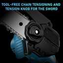 2 in 1 Cordless 6 inch Pole Saw & Mini Chainsaw with 2 21V Battery, Electric Polesaw with Extension Pole for Tree Trimming