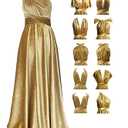 72styles Velvet Infinity Dress with Bandeau,Convertible Bridesmaid Dresses,Plus Size Velvet Wrap Maxi Long Dress Multiway Formal Dress Gold, One Size