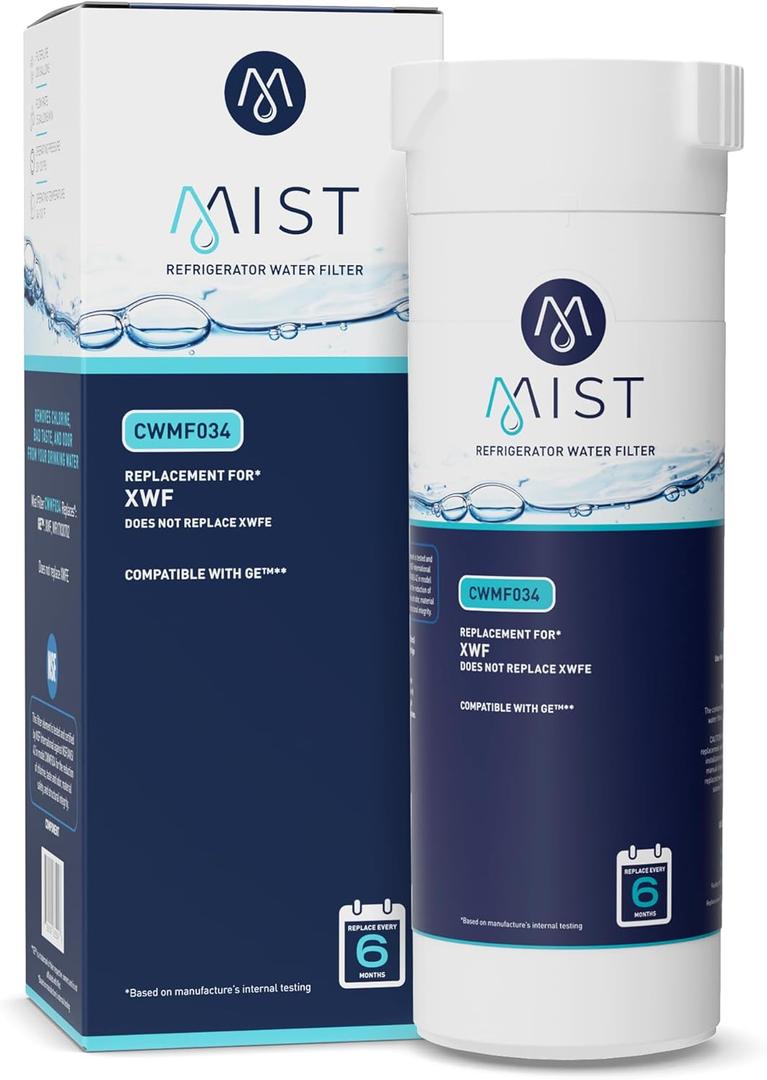 Mist XWF Refrigerator Water Filter Replacement for GE, Compatible with GWE19JSLSS, WR17X30702, GBE21, GDE21, GDE25, GFE24 (Not XWFE) GE XWF Water Filter (1 pack) 