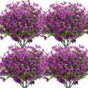 Grunyia 10 Bundles Artificial Flowers Outdoor UV Resistant Fake Flowers No Fade Faux Plants Garden Porch Window Box Decorating (Light Purple)