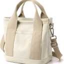 Canvas Tote Bag for Women,Small Totes Bags with Zipper Crossbody Purse with Pockets Large Shoulder Handbag,2 Sizes
