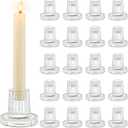 Romadedi Glass Candle Holder for Candlestick - 20Pcs Clear Tapered Bulk Wedding Decor Table Centerpiece for Candle Sticks Christmas Party Living Room Dinner Advent Decoration