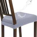 SearchI Water Repellent Dining Chair Seat Covers Set of 6, Washable Stretch Seat Covers for Dining Chairs, Rear-Covered Dining Room Seat Cover Protector(Check Light Grey)