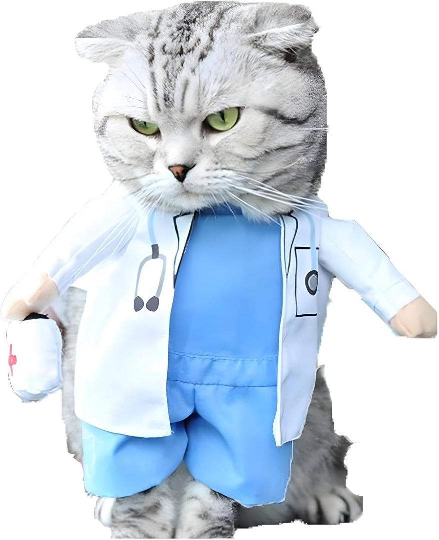 NACOCO Dog Cat Doctor Costume Pet Doctor Clothing Halloween Jeans Outfit Apparel (Large (Pack of 1))
