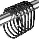 MENGJINGO 12PCS Wide Shower Curtain Hooks, Rust Proof Stainless Steel Shower Curtain Rings, Heavy Duty Shower Hooks for Shower Curtain Bathroom Curtain Hooks, Easy Glide Rollers, Set of 12, Black