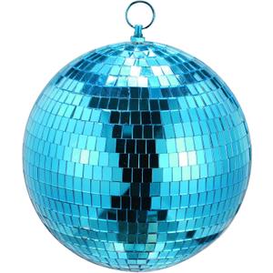MECCANIXITY Mirror Ball, 8 Inch Glass Disco Balls Decoration Disco Reflective Balls with Hanging Ring Blue for DJ Club Stage Wedding Holiday Bar Party Decorations