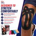 Kinesiology Tape for Knees, 12 Pcs 9"×10" – Athletic Tape for Support & Stability, Pre-Cut KT Tape, Waterproof Sweat-Resistant, Breathable Latex-Free Kinesiology Knee Tape for Sports by Dr. Dee