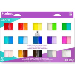 Sculpey III: Polymer Clay: Sampler Pack - (30) 1oz - Oven Bake Clay, 30 Colors, Non-Toxic, Sculpting, Create Jewelry & Crafts Projects, Art Supplies